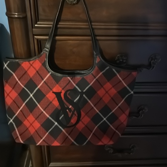 Victoria Secrets Red and Black Plaid Tote Bag - Picture 3 of 9